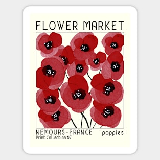 Retro poppy flower market, mid-century modern poster style Sticker